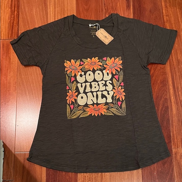 NWT Natural Life Good Vibes Only Graphic Tee Size L - Picture 1 of 3